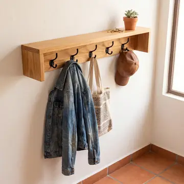 Perchero de pared con estante