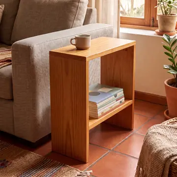 Mesa auxiliar angosta para el sillón